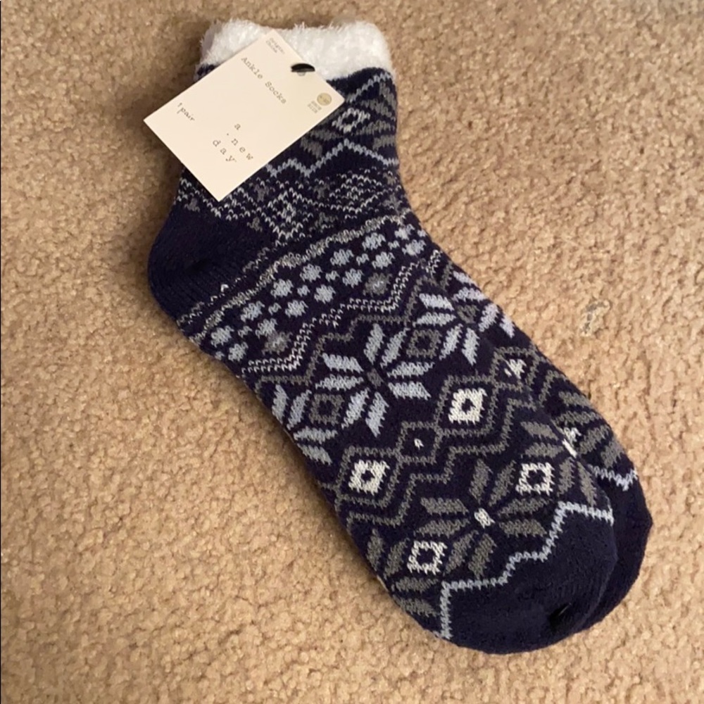 A new day fuzzy ankle socks